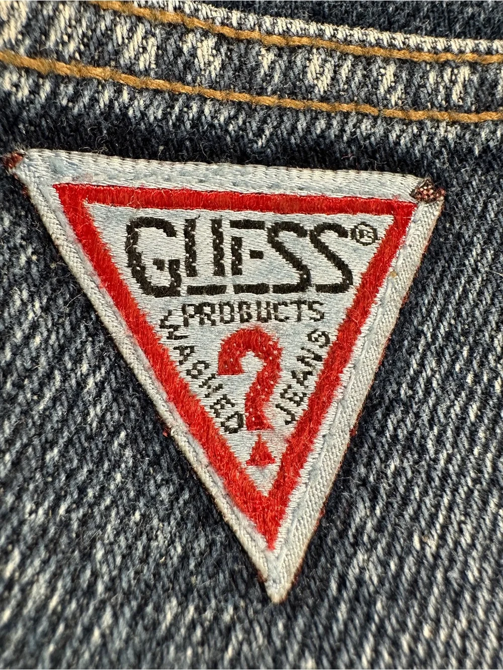 Guess Men's Straight Jeans in Blue Denim with Triangle Logo